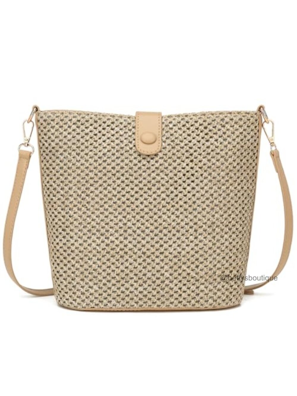 Straw Woven Raffia Crossbody Beach Bag Adjustable Leather Strap Women Summe